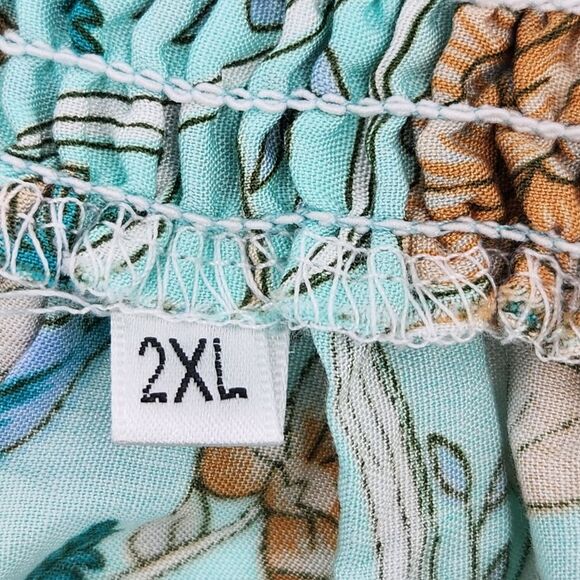 Off The Shoulder Bell Sleeve Blouse Top Women Size 2XL Floral Print Boho Summer - Picture 3 of 9